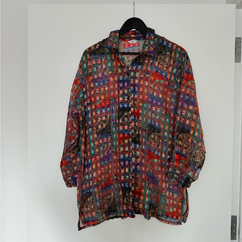 Vintage Colorful Print Button Down Shirt
